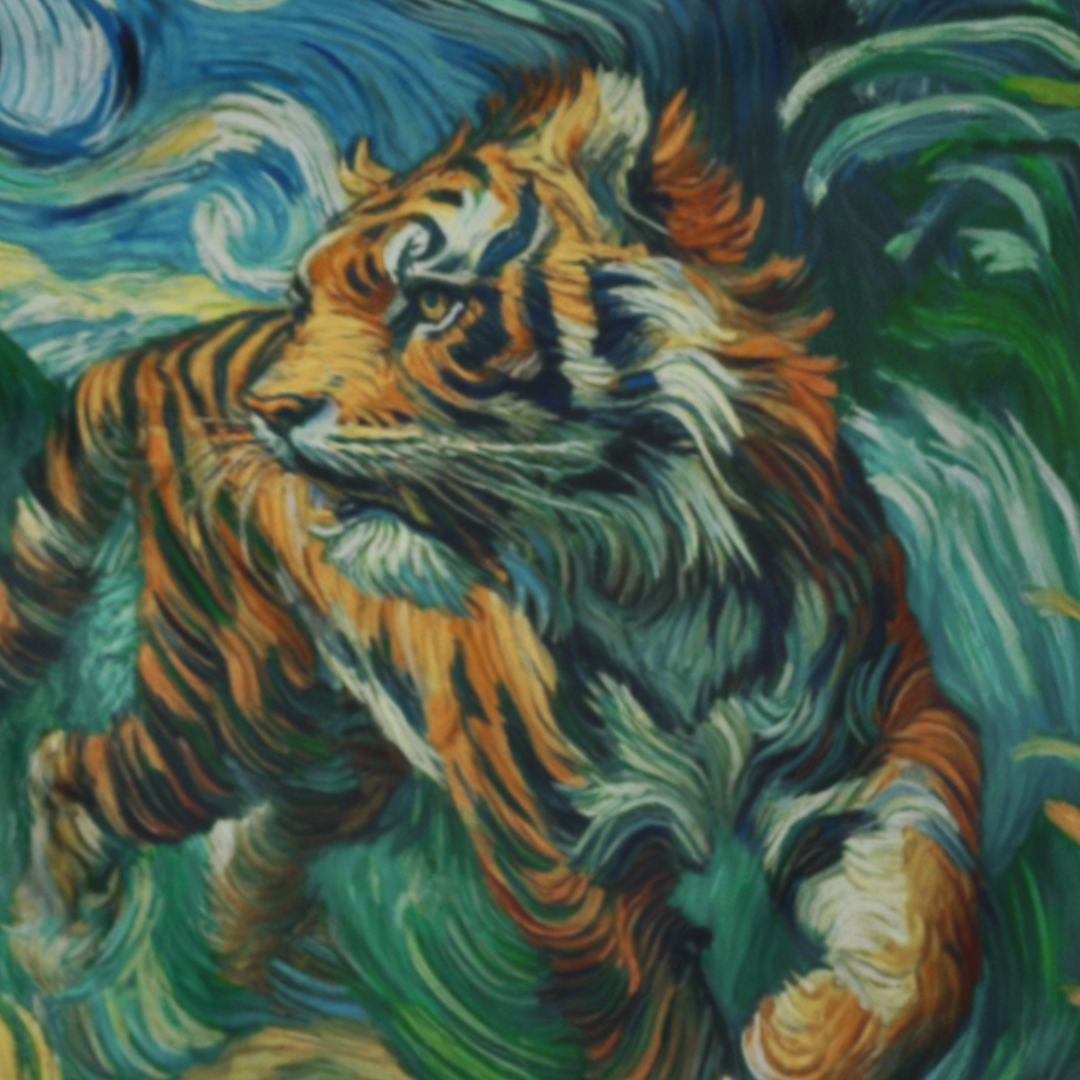 Starry Wilderness,Hanging Wallart Tapestry,Artful Majestic Tiger,Exotic Jungle